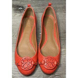 Tory Burch Women’s Mini Miller Embossed Reptile Texture Ballet Flats Size 7M